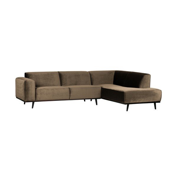 Pilkos spalvos/rudos spalvos iš velveto kampinė sofa (su dešiniuoju kampu/„L“ formos) Statement – WOOOD-image-1