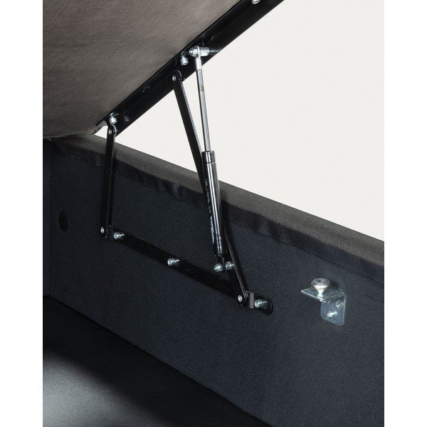 Juodos spalvos viengulė lova audiniu dengta su sandėliavimo vieta 90x190 cm Matters – Kave Home-image-4