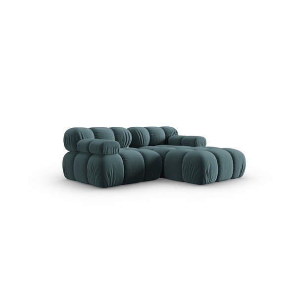 Kampinė sofa smaragdinės spalvos iš velveto (su dešiniuoju kampu) Bellis – Micadoni Home-image-3