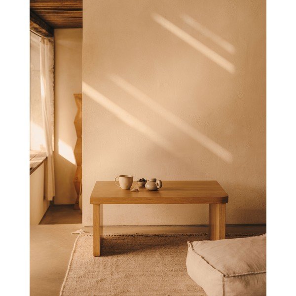 Natūralios spalvos kavos staliukas iš ąžuolo 89x62 cm Oaq – Kave Home-image-2