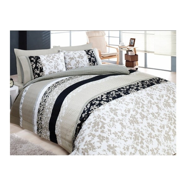 Lengvas lovos užvalkalas su pagalvių užvalkalais ir paklode dvivietei lovai "Deborah", smėlio spalvos, 220 x 230 cm