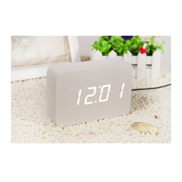 Baltas žadintuvas su baltu LED ekranu Gingko Brick Click Clock Clock-image-3