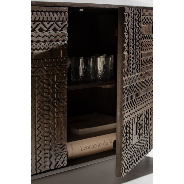 Tamsiai rudos spalvos iš mango masyvo TV spintelė 145x48x40 cm Kalai – MOME-image-2