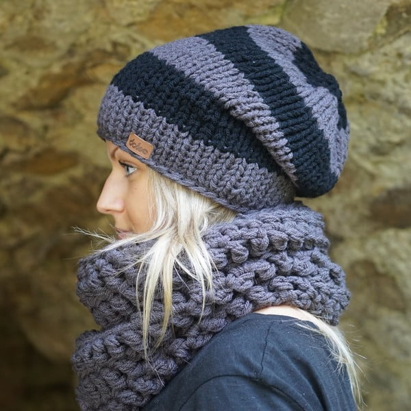 Rankomis megzta kepurė DOKE Stripes Beanie-image-3