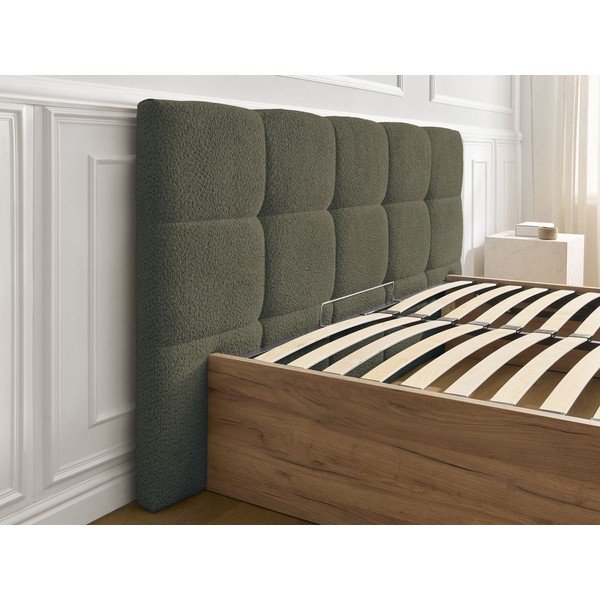 Žalios spalvos iš audinio dvigulė lova audiniu dengta/iš medžio drožlių plokštės su sandėliavimo vieta su lovos grotelėmis 180x200 cm Kumo – Bobochic Paris-image-4