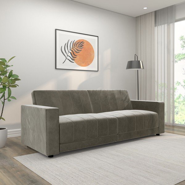 Taupe spalvos reguliuojama/sulankstoma sofa iš velveto 225 cm Allie II – Støraa-image-1