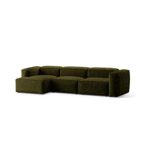 Žalios spalvos iš kordinio velveto kampinė sofa (su kairiuoju kampu/su gultu) Bergamo – Cosmopolitan Design-image-2