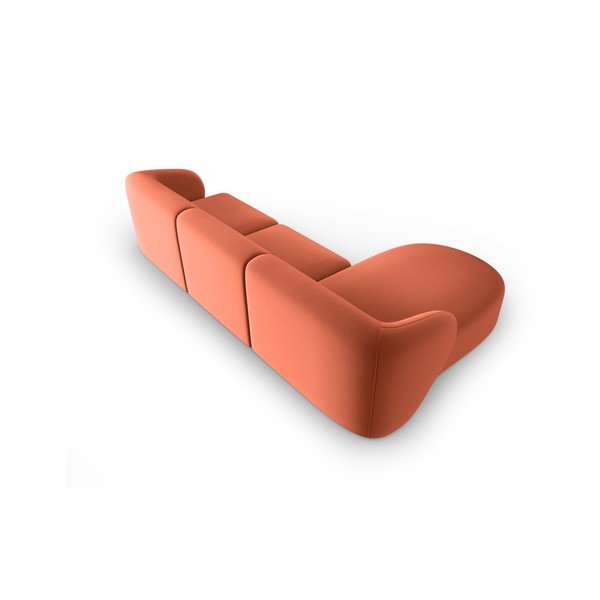 Rožinės spalvos iš velveto kampinė sofa (su kairiuoju kampu/su gultu) Paolo – Milo Casa-image-3