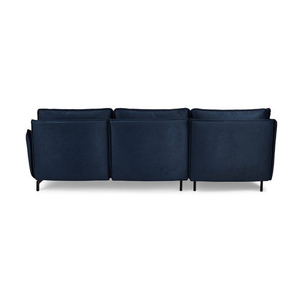 Tamsiai mėlyna kampinė sofa Bonami Selection Bella, kairysis kampas-image-3