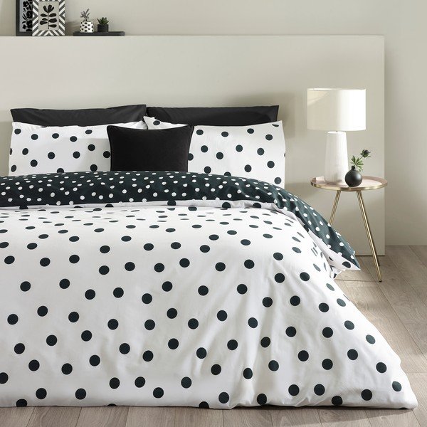 Juodos ir baltos spalvos viengulė patalynė 135x200 cm Polka Dot – Catherine Lansfield-image-4