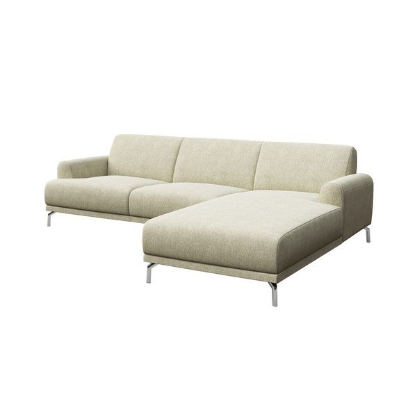 Šviesiai smėlio spalvos kampinė sofa MESONICA Puzo, dešinysis kampas-image-2