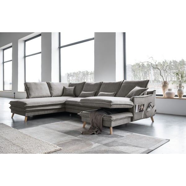 Sulankstoma kampinė sofa pilkos spalvos (su kairiuoju kampu/„U“ formos) Charming Charlie – Miuform-image-4