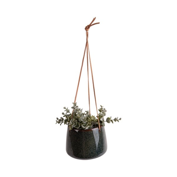 Tamsiai žalias keraminis pakabinamas vazonas PT LIVING Unique, ø 17 cm-image-2