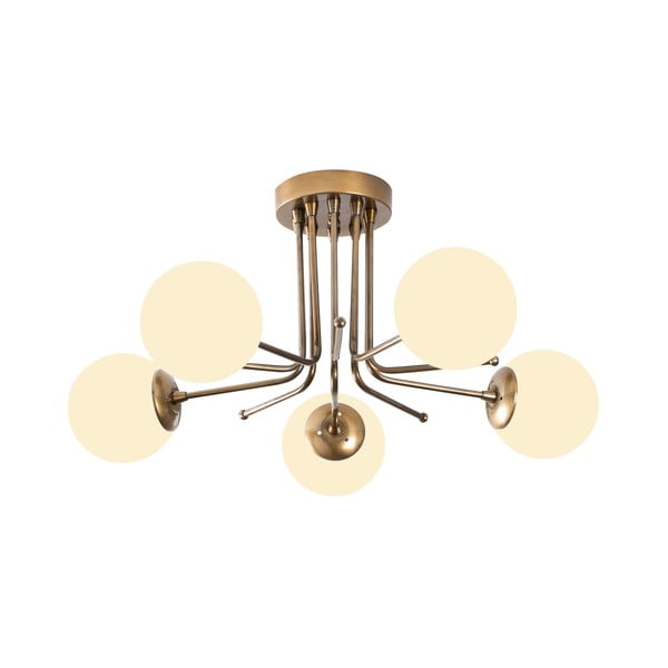 Baltos spalvos/žalvario spalvos lubinis šviestuvas 80x80 cm su stiklo gaubtu Daisy – Opviq lights-image-2