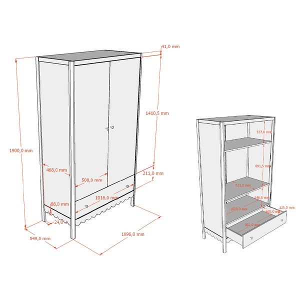 Smėlio spalvos vaikiška spinta 110x190x55 cm Swingo – Vipack-image-3