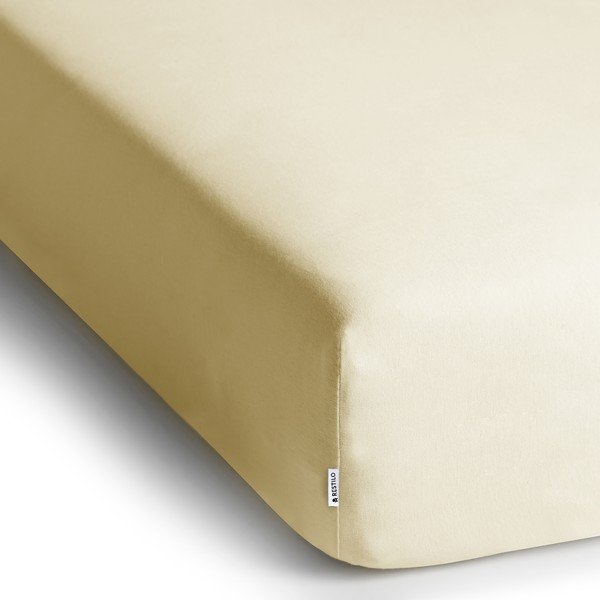 Kreminės spalvos iš Jersey audinio paklodė su guma 180x200 cm Amber – Restilo-image-2