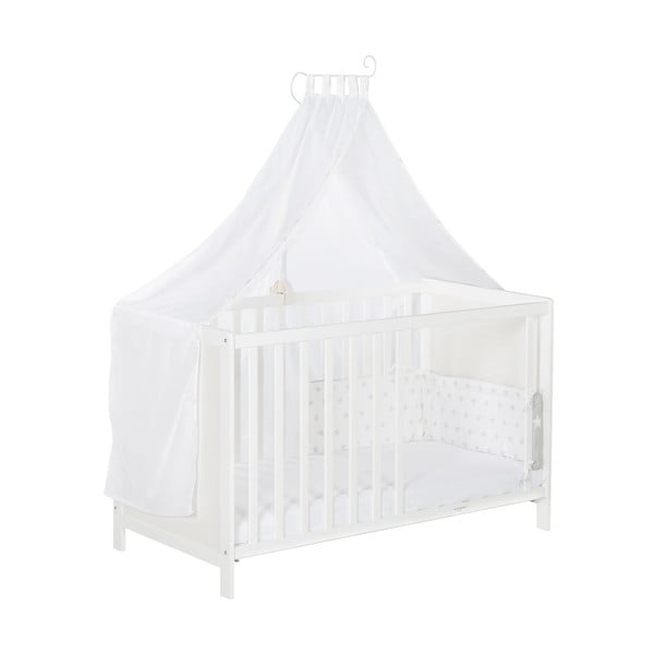 Baltos spalvos vaikiška lovelė su baldakimu 60x120 cm Stars Gray – Roba-image-3