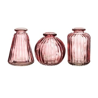 3 rožinio stiklo vazų rinkinys Sass & Belle Bud