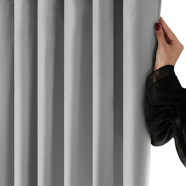 Iš velveto pritemdymas (dalinis užtemimas) užuolaida pilkos spalvos 200x300 cm Velto – Filumi-image-3