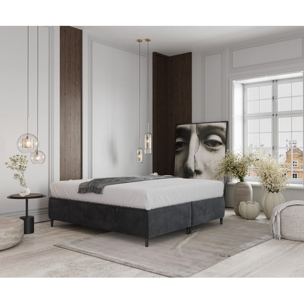 Dvigulė lova antracito spalvos audiniu dengta su sandėliavimo vieta 180x200 cm Tate – Maison de Rêve-image-1