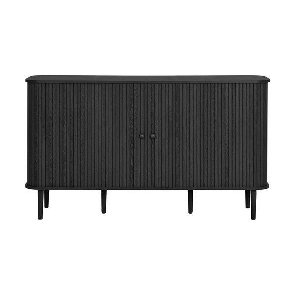 Juodos spalvos iš pušies masyvo šoninė spintelė 140x79x40 cm Nikko – House Nordic-image-3