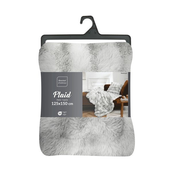 Pilkos spalvos iš mikropliušo antklodė ir pledas 125x150 cm Mounty – douceur d'intérieur-image-4