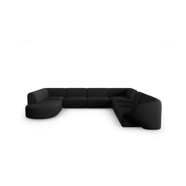 Kampinė sofa juodos spalvos (su dešiniuoju kampu/„U“ formos) Shane – Micadoni Home