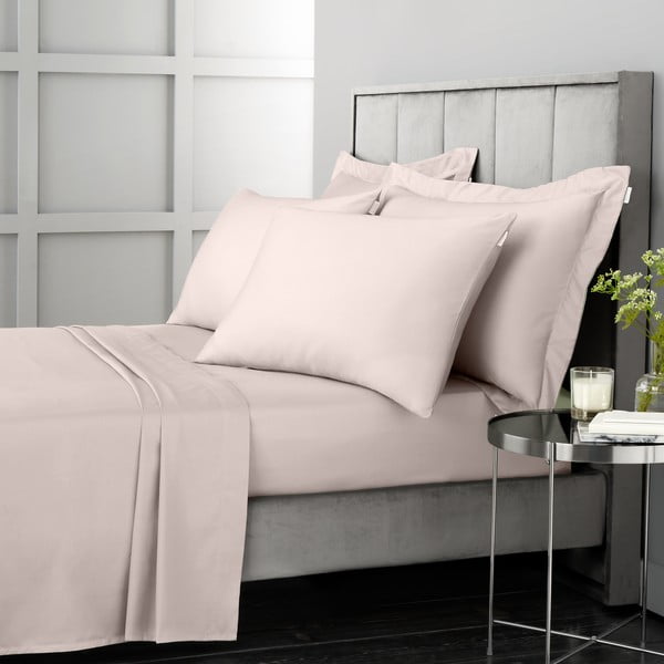 Rožinės spalvos iš satino medvilnės paklodė su guma 150x200 cm Cotton Sateen – Bianca-image-2