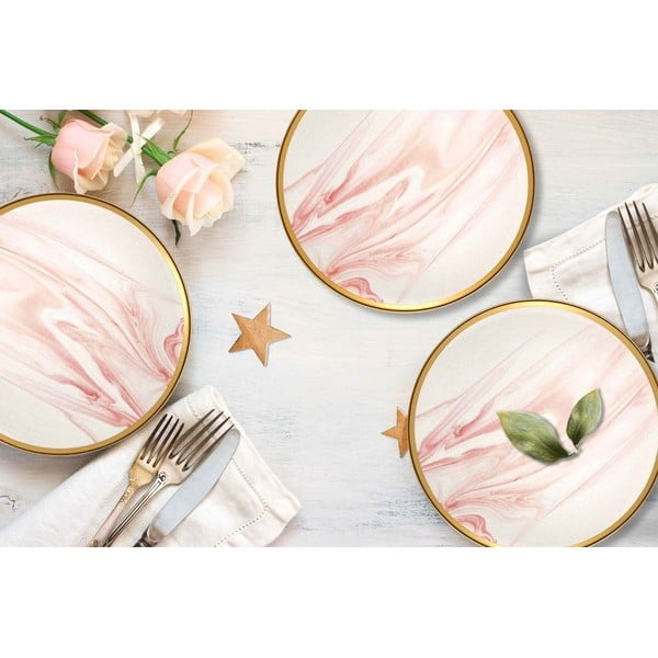 6 rožinės ir baltos spalvos porcelianinių desertinių lėkščių rinkinys Mia Lucid, ⌀ 19 cm