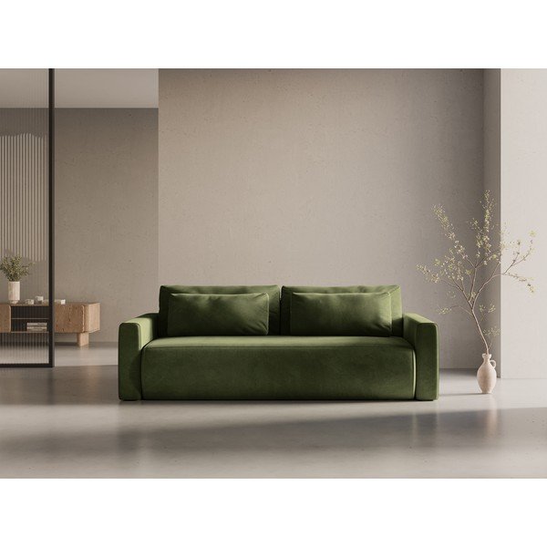 Žalios spalvos iš velveto sulankstoma/su sandėliavimo vieta sofa 238 cm Belfast – Cosmopolitan Design-image-1