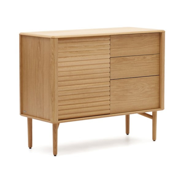 Žema šoninė spintelė natūralios spalvos iš ąžuolo 105x86 cm Lenon – Kave Home-image-2
