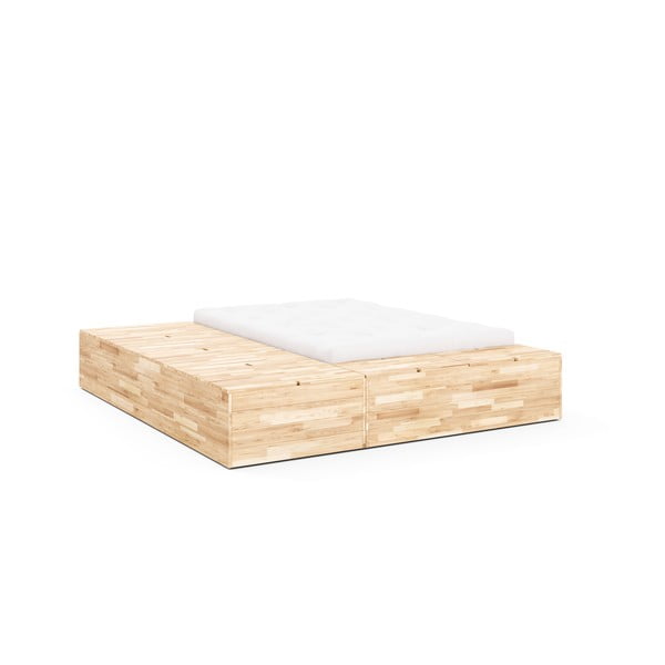 Iš pušies masyvo dvigulė lova natūralios spalvos su sandėliavimo vieta su lovos grotelėmis 160x200 cm Basement Bed – Karup Design-image-3