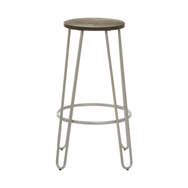 Sidabrinės spalvos/natūralios spalvos iš guobos masyvo baro taburetė (sėdynės aukštis 75 cm) District – Premier Housewares-image-2