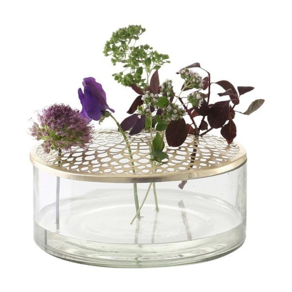 Stiklinė vaza A Simple Mess Kassandra Žalvaris, ⌀ 20,5 cm-image-2