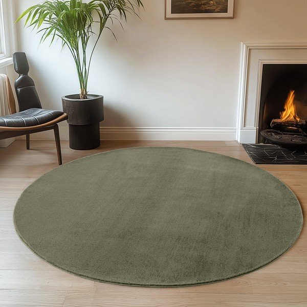 Skalbiamas khaki spalvos apvalios formos kilimas ø 120 cm Joy – Ayyildiz Carpets-image-1