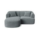 Tamsiai pilkos spalvos kampinė sofa iš kordinio velveto (su kairiuoju kampu/su gultu) Campi – Cosmopolitan Design