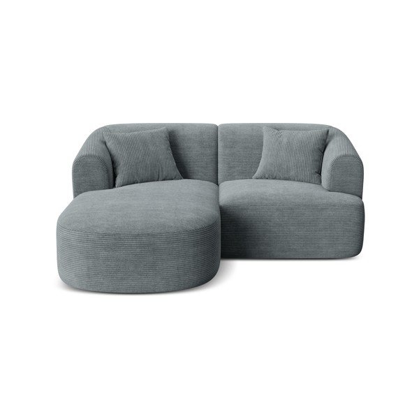 Tamsiai pilkos spalvos kampinė sofa iš kordinio velveto (su kairiuoju kampu/su gultu) Campi – Cosmopolitan Design