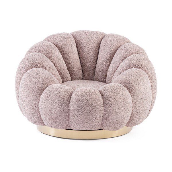 Rožinės spalvos pasukamas krėslas iš boucle Florel – Bizzotto-image-2