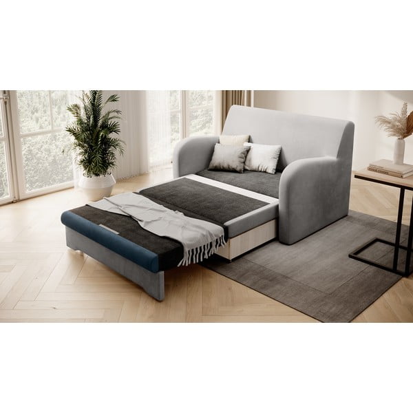 Mėlynos spalvos/šviesiai pilkos spalvos iš velveto sulankstoma sofa 130 cm Ario – ELTAP-image-2