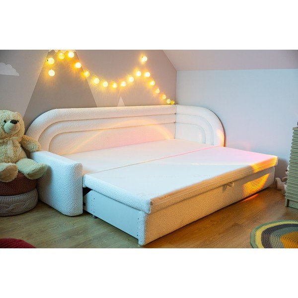 Kreminės spalvos iš boucle sulankstoma/su sandėliavimo vieta sofa su kairiuoju kampu 223 cm Fabillo – ELTAP-image-1