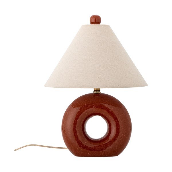 Raudonos spalvos/kreminės spalvos iš keramikos stalinis šviestuvas (aukštis 42 cm) su tekstiliniu gaubtu Panja – Bloomingville