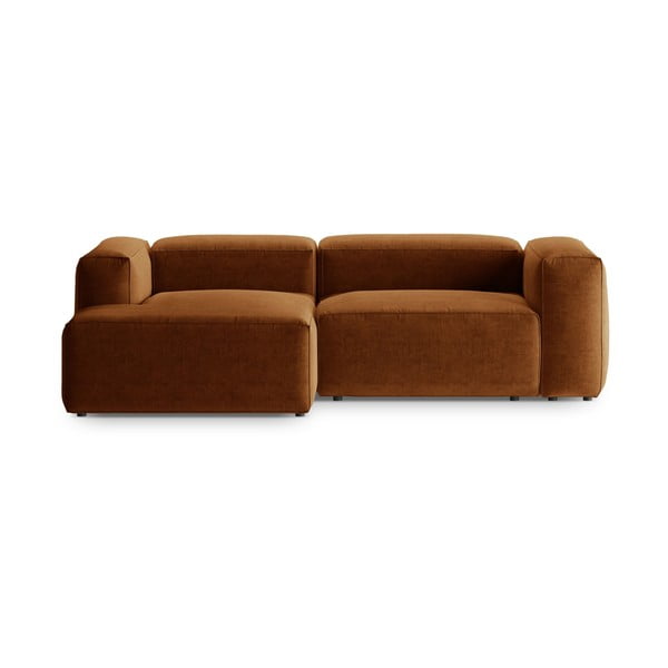 Raudonos plytų spalvos kampinė sofa (su kairiuoju kampu/su gultu) Bergamo – Cosmopolitan Design