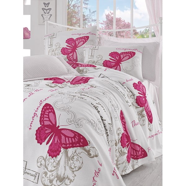 Antklodės užvalkalas su paklode Pink Butterfly, 160x235 cm