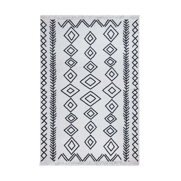 Baltos ir juodos spalvos medvilninis kilimas Oyo home Duo, 60 x 100 cm