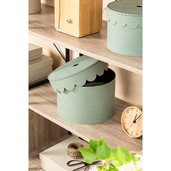 Žalsvai mėlynos spalvos iš kartono daiktadėžės su dangčiu 2 vnt. ø 26x17,5 cm Wilma Canvas Paper Laminate – Bigso-image-1