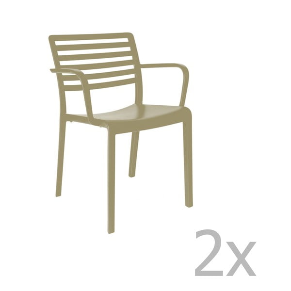 2 smėlio rudos spalvos sodo kėdžių rinkinys "Resol Lama