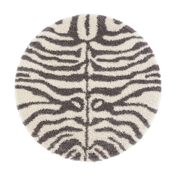 Pilkos/smėlio spalvos apvalus kilimas ø 160 cm Striped Animal - Ragami