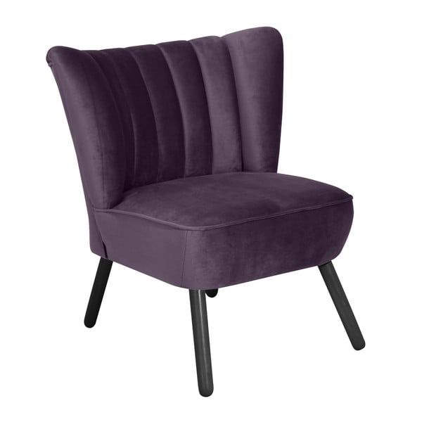 Violetinės spalvos fotelis su juodomis kojomis "Max Winzer Alessandro Velour