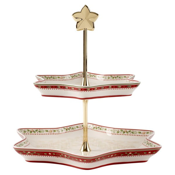 Raudonos ir baltos spalvos porcelianinis stovas su kalėdiniu motyvu Villeroy & Boch