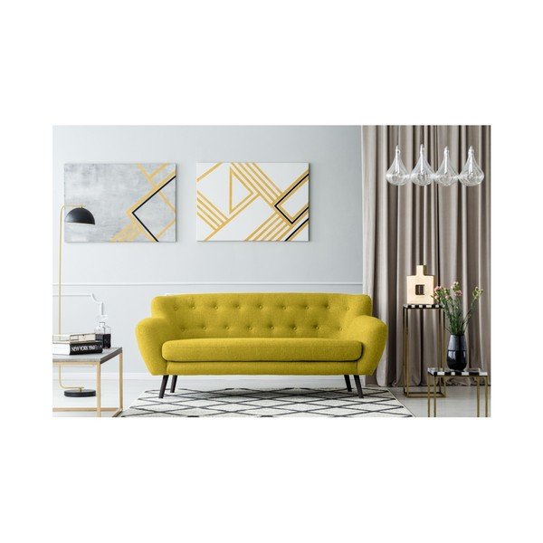 Geltona trijų vietų sofa "Kooko Home Rock-image-3